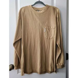 Columbia Men's Long Sleeve Single Pocket Thick Stitch T-Shirt Khak Pullover Sz M